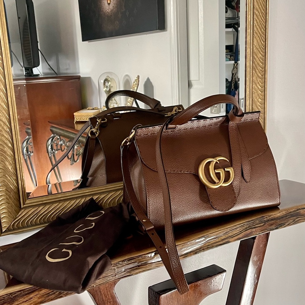 Gucci Marmont two way bag in brown leather 💯 Authentic